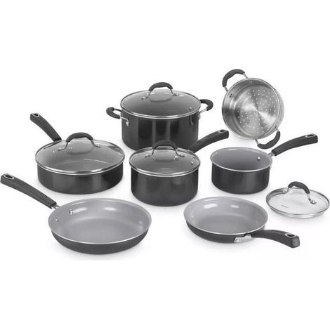 Batterie de cuisine - Tous feux dont induction - CUISINART - 54C11BKEU - Céramique - Antiadhésif - 11 pieces