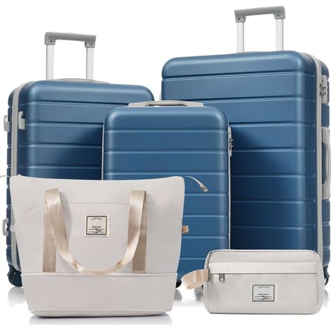 Ensemble valise M-L-XL coque rigide ABS, bleu, pour maison et usage quotidien, format pratique, style moderne et facile à associer