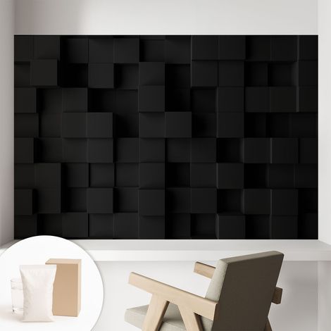 Papier peint intissé décoratif pour salon chambre et cuisine Facile à poser avec colle Cubes en trois dimensions 104x70 cm (1/5)