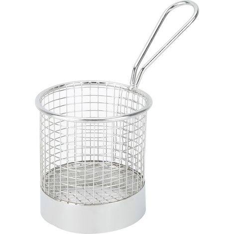 Panier rond en acier inoxydable pour desserts, frites et chips, porte-fruits et autres aliments (1/4)