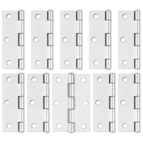 Lot de 10 charnières de porte argentées - 75 mm (3\\") - Charnières de porte d\'armoire avec vis pour charnières de porte intérieures en bois sur meubles (1/5)