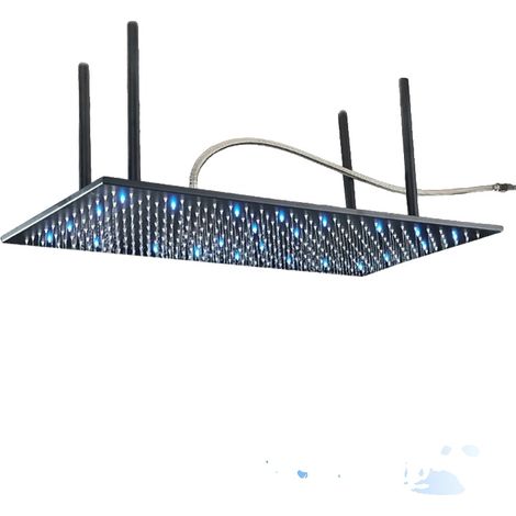 Robinet de douche, grande tête de pluie, éclairage LED, LED Noir A (1/2)