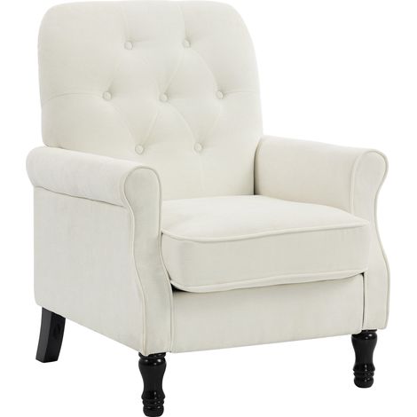 Lounge-Sessel, 1-Sitzer, dick gepolsterte Sitzfläche, Federkernkissen, Leinenstoff, 69 x 75 x 90 cm, cremefarben