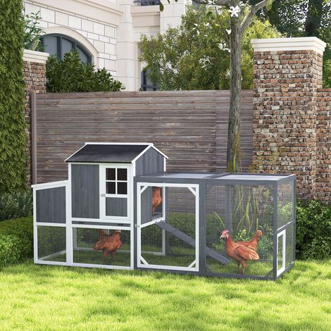 Poulailler avec enclos pour 3-4 poules, 3 pièces. Nidificateur, superficie de 1, 9 m², sapin, gris