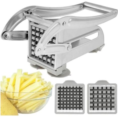 Coupe Frites - Acier Inoxydable - 2 Lames de Rechange - Antidérapant - Outils de Cuisine Professionnel (1/4)