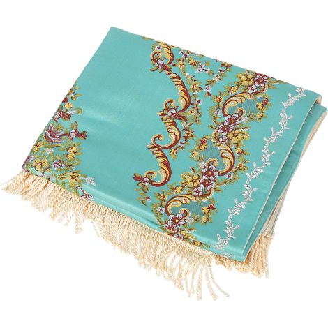 Tapis de prière brodé bleu, polyester doux, double couche, moquette de pèlerinage pour salon et couloir, 2 pièces (1/5)