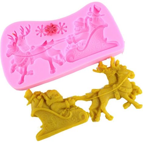 Weihnachts-DIY-Weihnachtsmann-Elch-Pastell-Silikonform, Schokoladen-Fondant-Form, Bastelwerkzeug (1/4)