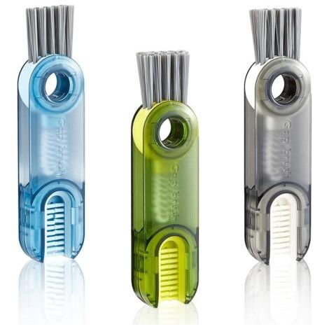 Ensemble de 3 brosses de nettoyage multifonctions pour couvercle de tasse, conception portable, nettoyage en profondeur dans les petits coins (1/5)