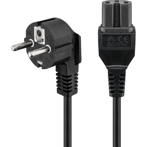 Câble Alimentation Coudé C15 - 2 Mètres - Noir - Prise Type F - Pour Appareils Chauds (1/5)