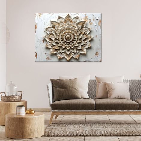 Wandbild Orientalisches Zen-Spa Mandala in Beige 100x70 (1/4)