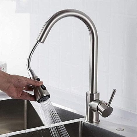 Küchenarmaturen Küchenarmatur Warm- und Kaltwasser-Küchenarmatur Messing Einhebel-Waschtischarmaturen Sprühstrahl/Soft Flow Wasserschalter Zweiwege-Wasserablauf