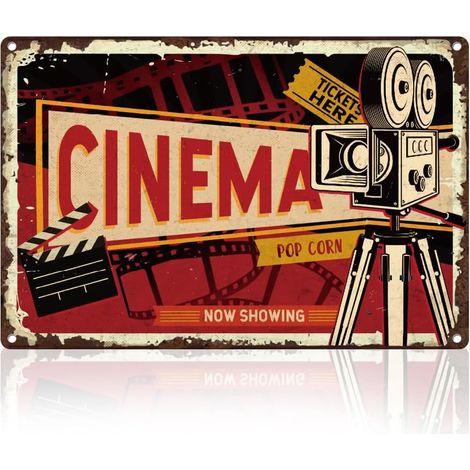 Plaque Métal Cinéma Rétro Projecteur 20,3×30,5cm (1/5)