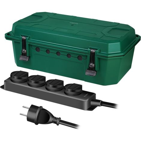 Boîtier de protection pour câbles LOGILINK LPS284, 4 ports, multiprise, IP54, vert (1/5)