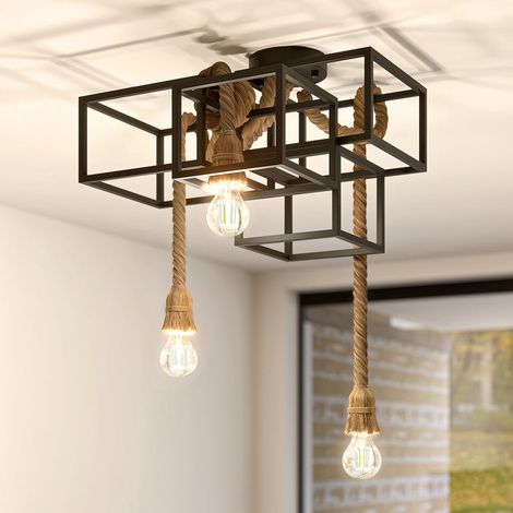 [NEUWERTIG] B-Ware Lucande Deckenleuchte Andrik Hängeleuchte Lampe dimmbar schwarz hellbraun 44cm (1/2)