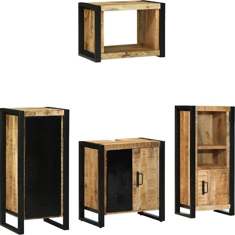 Maison Exclusive - Set di mobili per il bagno 4 pz Marrone e Nero (1/5)