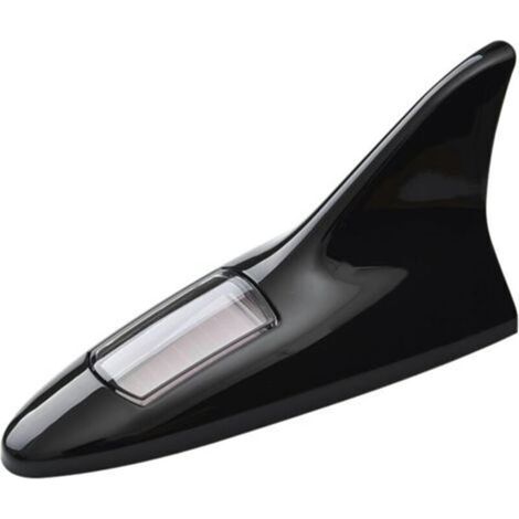 Aileron de requin LED universel pour voiture – noir, étanche, auto-adhésif, sans antenne, signal d’avertissement solaire