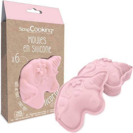 Coffret 6 Moules en Silicone Licorne - Kit Pâtisserie Formes 3D pour Gâteaux Licorne - Moules Individuels Souples - Aptes Four (1/5)