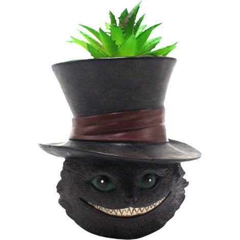 Pot de fleurs succulent décoratif [Pot pour plantes grasses créatif en résine] Décoration de bureau avec pot de fleur Chat Noir 99.510.5CM (1/3)