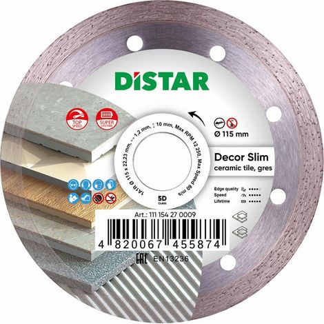 DISTAR TARCZA DIAMENTOWA DECOR SLIM 115 x 1,2 x 8 x 22,23mm