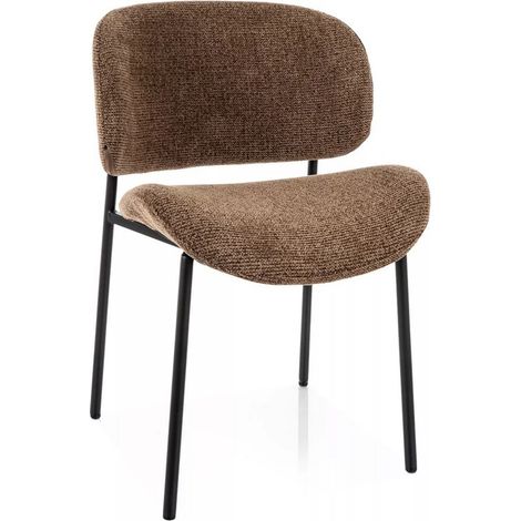 Chaise tissu cappuccino avec pieds métal noir Lovel (1/5)