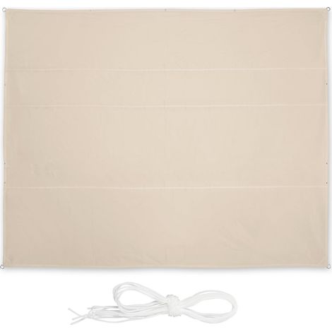 Toldo vela rectangular beige para patio - Protección UV