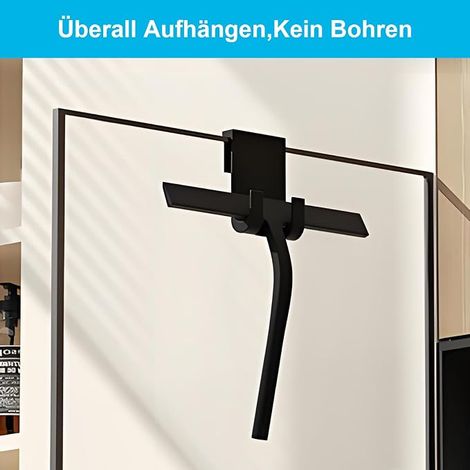 Shower Squeegee, 23 cm Shower Squeegee for Glass Doors, Silicone with Bracket, for Shower Walls, Windows, Mirrors, Tiles and Cars, Black (1/4)