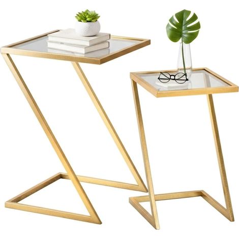 Dmora - Wohnzimmertisch Ono, Niedriger Wohnzimmertisch, Kaffeeregal, Couchtisch für Sofa, 40x40 h60 cm, Gold