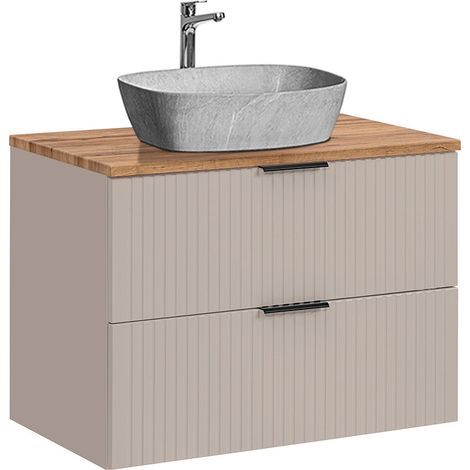 Waschtisch 80cm Adriel mit 2 Schubladen, Beige (1/5)