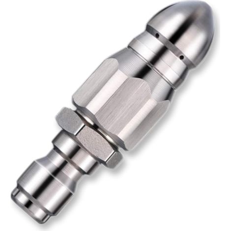 Boquilla desatascadora de tuberías de acero inoxidable, conexión rápida de 1/4, una en la parte delantera y seis en la parte trasera. (1/5)