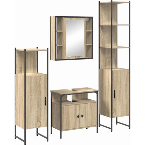 Maison Exclusive - Juego de muebles de baño con estante 4 pcs Rob