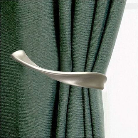 Set of 2, (Grey, 11 x 12.5cm) Window Curtain Holdback, Decorative Curtain Drapery Holdback, E Aluminum Alloy (1/4)