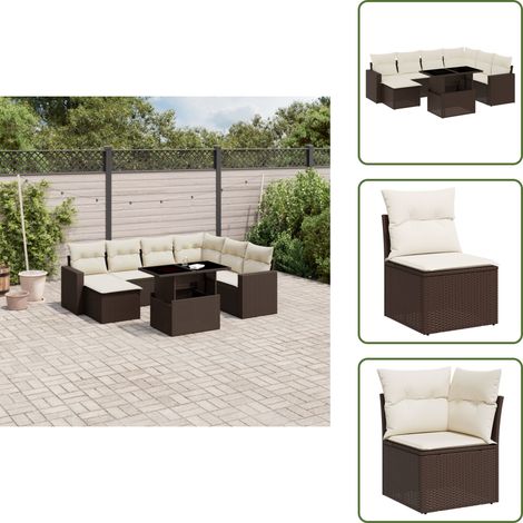 8-tlg. Garten-Sofagarnitur mit Kissen Braun Poly Rattan - Gartenmöbel Set - Esszimmergarnitur - Lounge Möbel - Outdoor Möbel - Rattan Gartenmöbel (1/5)