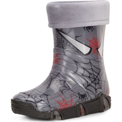 Ladeheid Bottes de Pluie Chaussure Enfant Fille Garçon Swk40 (Gris Foncé Araignées 40, 21/22 EU)
