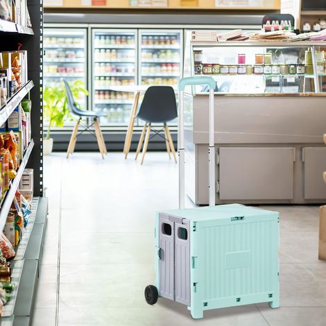 Voiturette Supermarché Roues Longueur Poignée Réglable Capacité 32 Litres Vert 41,5x32,5x85cm (1/4)