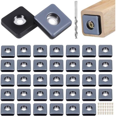 Patins en téflon pour meubles 36 pièces, 25 mm, carrés + vis Conviennent pour les chaises, protection des sols (1/5)