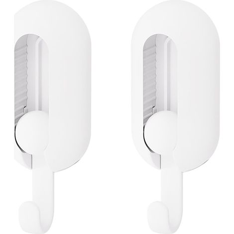 Crochet Adhésif - Charge Maximale 6 kg - Pour Surfaces Lisses Verre Carrelage Métal Plastique - Cuisine Salle De Bain Bureau - Lot De 2 (1/5)