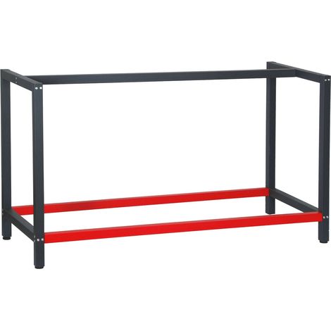 Pata para banco de trabajo 150 cm soporte de escritorio de acero rojo antracita embalaje de taller 160002509