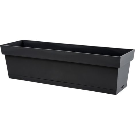 EDA – Jardinière Toscane 60x18x16,7cm 13L – Résistante au gel et UV – Polypropylène – Gris anthracite (1/2)