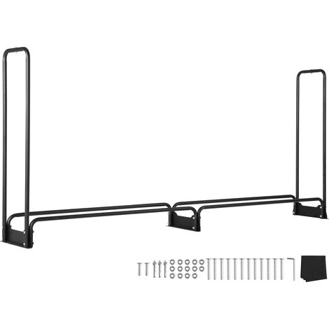 Support à bois extérieur 2,4 m avec housse imperméable 600D, 244 x 36 x 117 cm, robuste pour cheminée, patio, intérieur/extérieur, capacité 1/2 corde. (1/5)