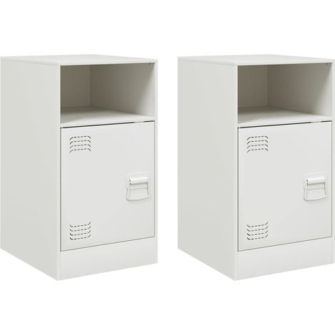 Maison Exclusive - Nachttische 2 Stk. Weiß 34,5x39x62 cm Stahl