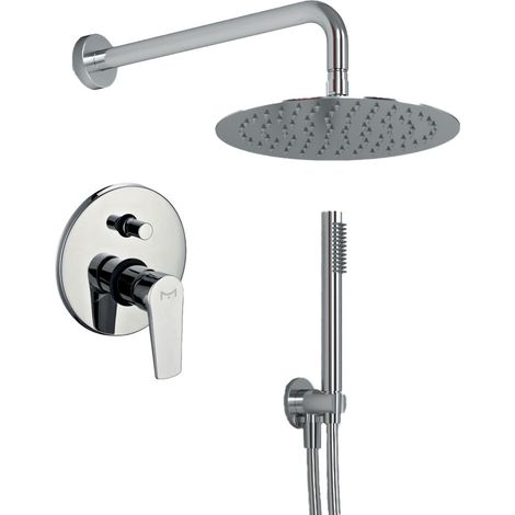 Ogomondo kit doccia tondo 4 completo di soffione doccetta e miscelatore con deviatore red (1/3)