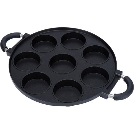 1 Poêle Takoyaki 7 trous, Alliage d'aluminium, Chauffage uniforme, Noir, Cuisinière gaz