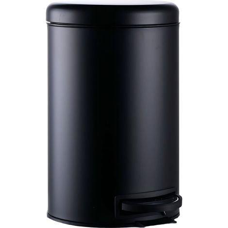 Cestino Relaxdays, 12 litri, interno in plastica estraibile, pedale, cucina, bagno, cestino a pedale, acciaio, nero