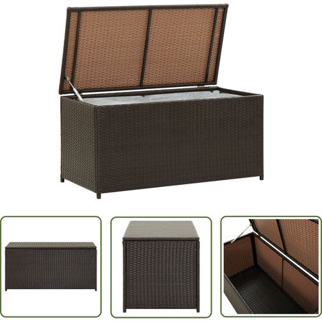 The Living Store Boîte de rangement de jardin résine tressée 100x50x50 cm marron - Banc De Rangement - Coffre De Jardin - Rangement Extérieur - Mobilier De Jardin - Résine Tressée (1/5)