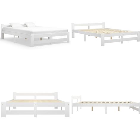 Giroletto senza Materasso Bianco 160x200 cm in Legno di Pino - Letto con giroletto - Letto in legno