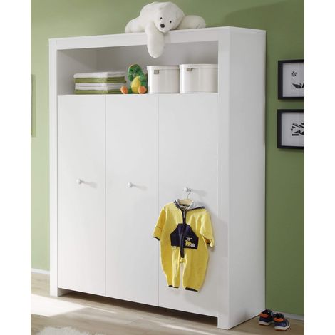 Kleiderschrank Kinderzimmer OLBIA-19 in Weiß, B/H/T: ca. 130/186/54 cm (1/5)