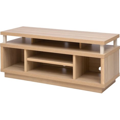 Iris Ohyama, Meuble TV, Meuble tele, Banc TV, Support télévision pour ecran jusqu'à 43 pouces, 5 Etagères, Sortie-câbles, Contemporain, Chambre, Salon - TV Cabinet Middle OTS-100M - Marron clair