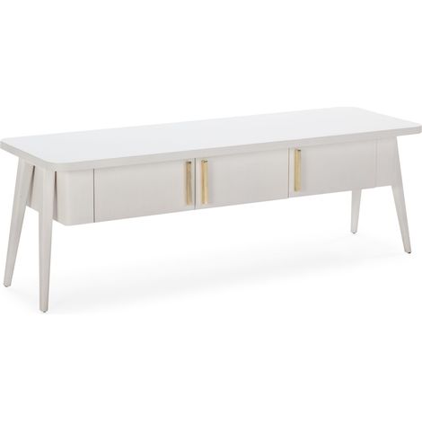 TV -Schrank 150x50x51 Weißes Holz/Goldmetallschrank/Fernseher/Hörschrank Alle Stile, um dem Haus eine Note zu verleihen (1/5)