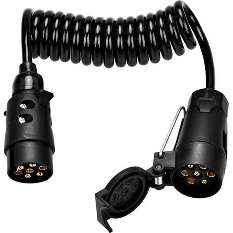 Prise Remorque 7 Broches 12V, Faisceau Remorque 7 Broches à 7 Broches 2m, Adaptateur Prise Remorque pour Camion RV Caravane - Noir (1/4)