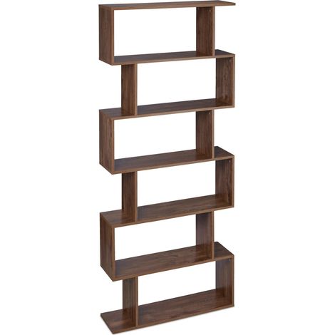 Bibliothèque haute moderne étagère 180 x 60 x 25 cm rangement espace déco salle de séjour en bois marron (1/5)